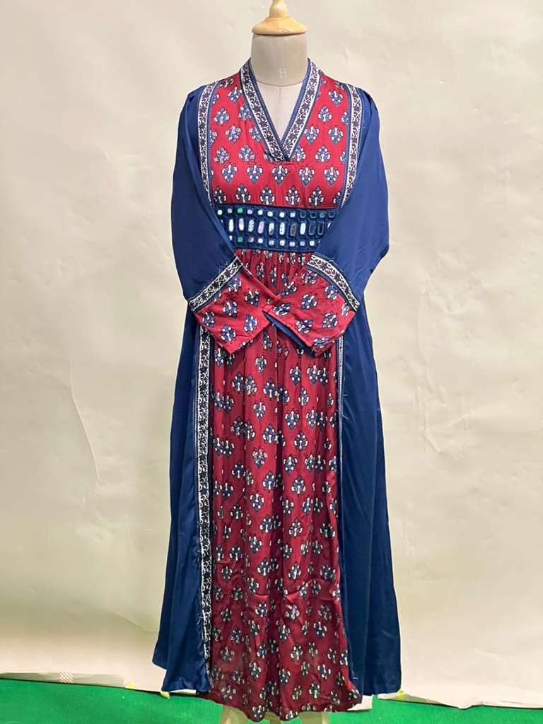 Ajrakh Modal Silk Aline Kurti 5053 BLUEs