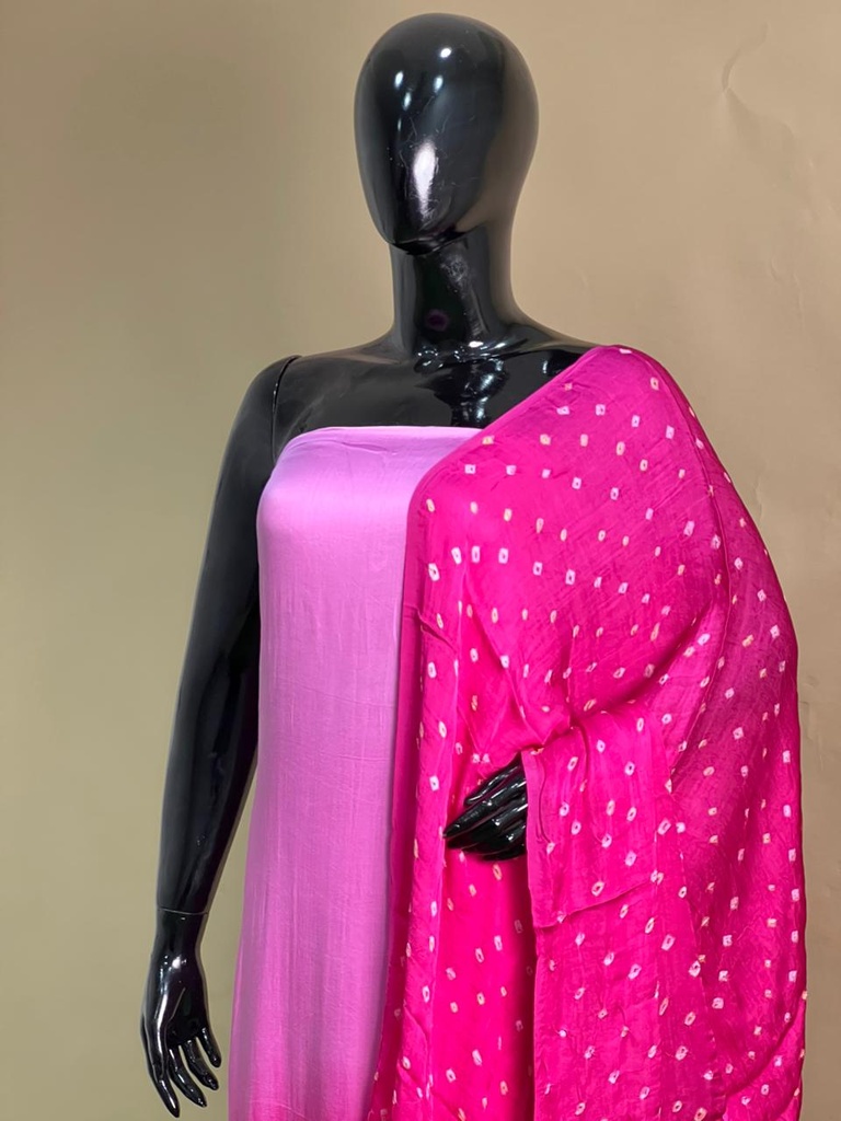 Plain Modal Suits with Bandhani Dupatta 5013 DEEP PINK
