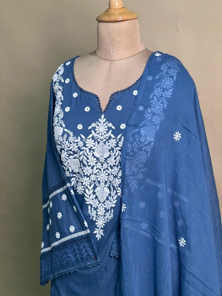 Premium embroidered Kurti Sets 5043 BLUE