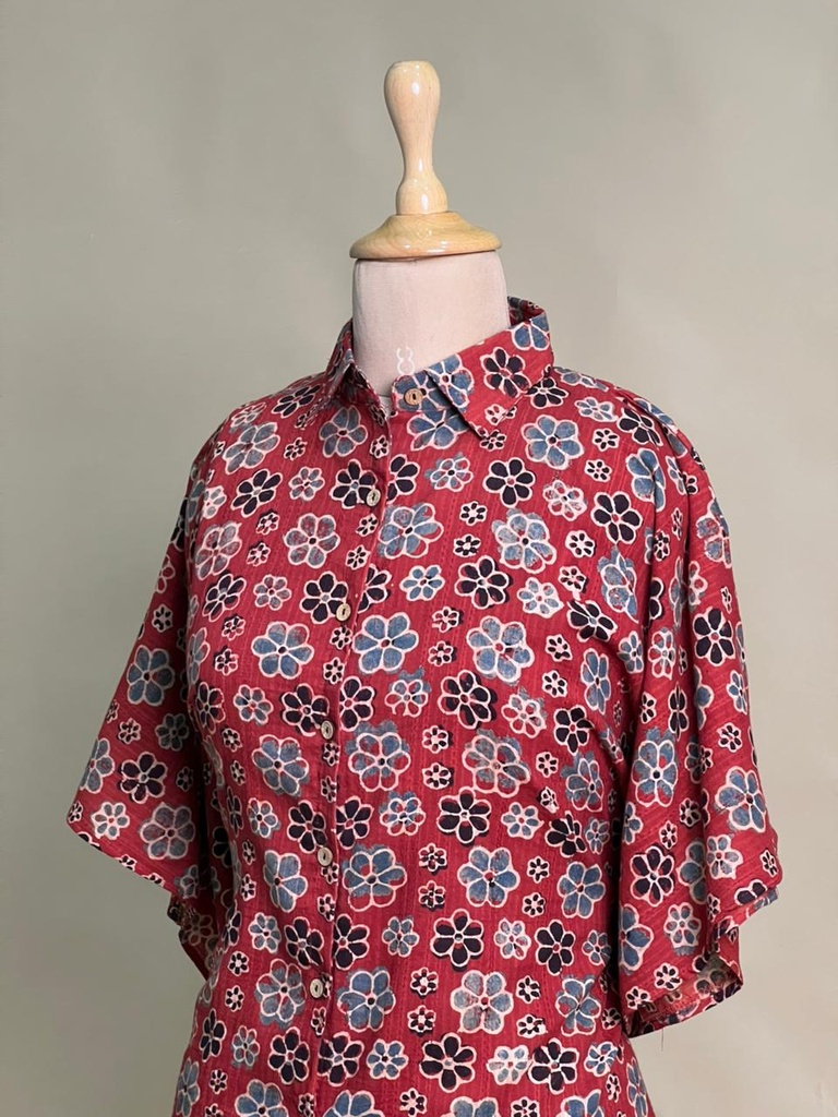 Ajrakh Cotton Shirt Kaftan 4802