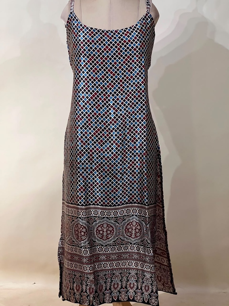 Ajrakh Mashru Silk Kurtis 5016 BLACK 3