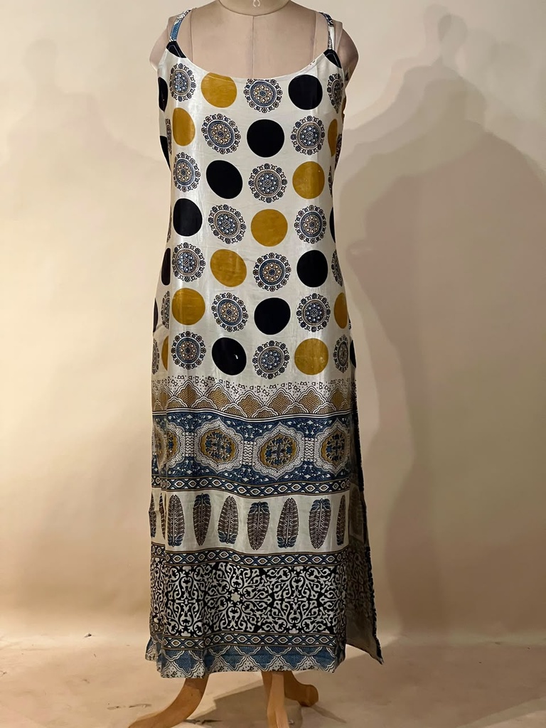 Ajrakh Mashru Silk Kurtis 5016 IVORY 1