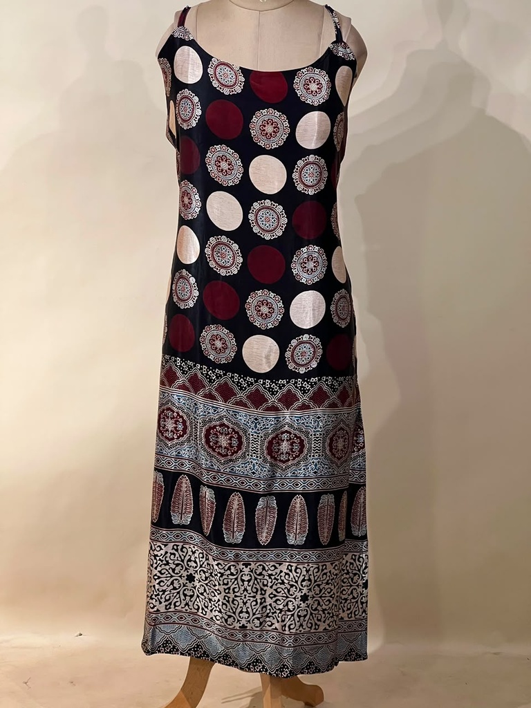 Ajrakh Mashru Silk Kurtis 5016 BLACK 2