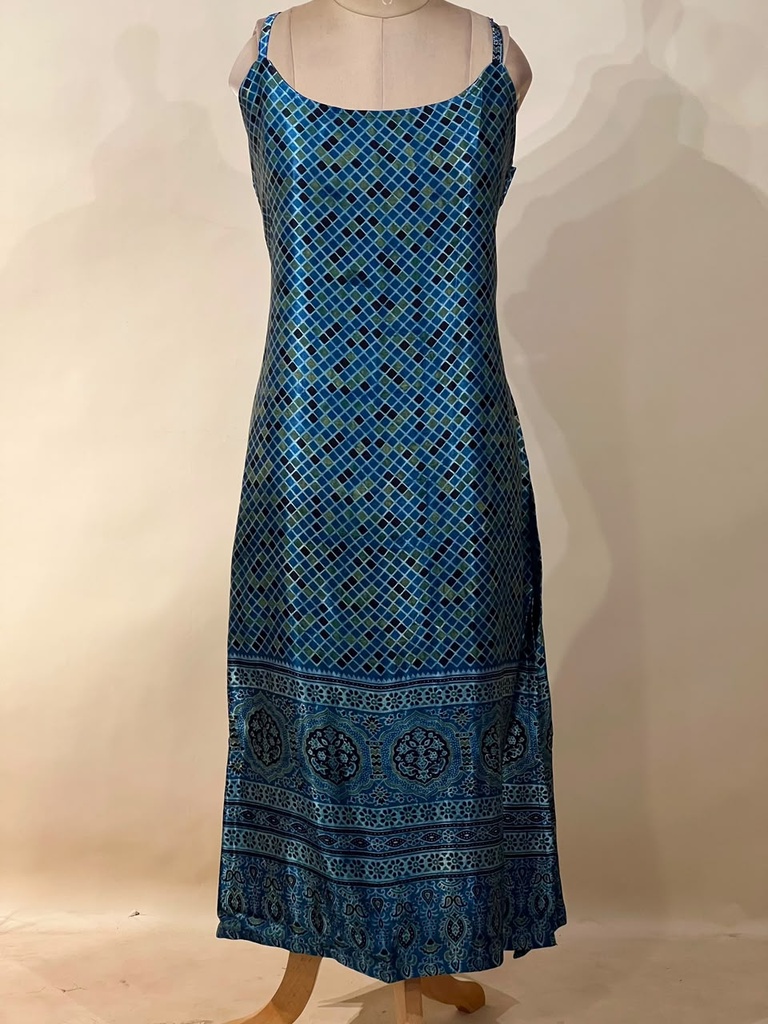 Ajrakh Mashru Silk Kurtis 5016 BLUE 1