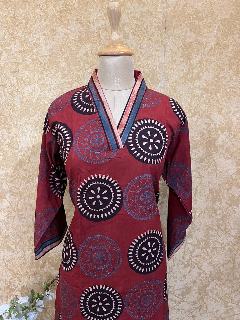 Ajrakh Cotton Aline Kurtis 5043
