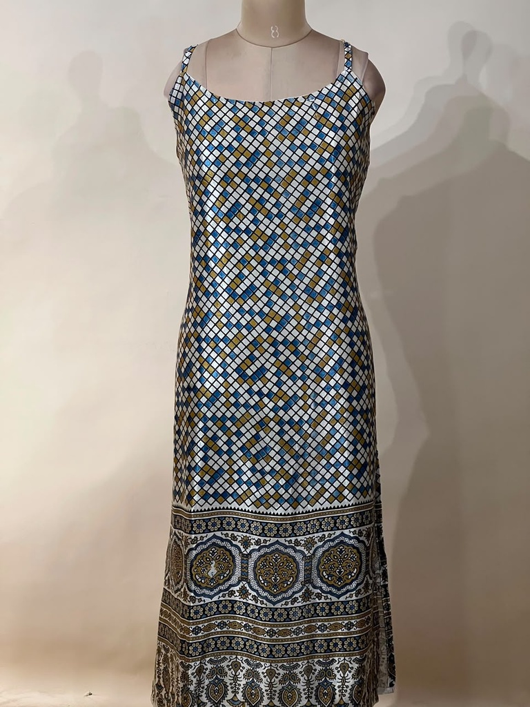 Ajrakh Mashru Silk Kurtis 5016 IVORY 2