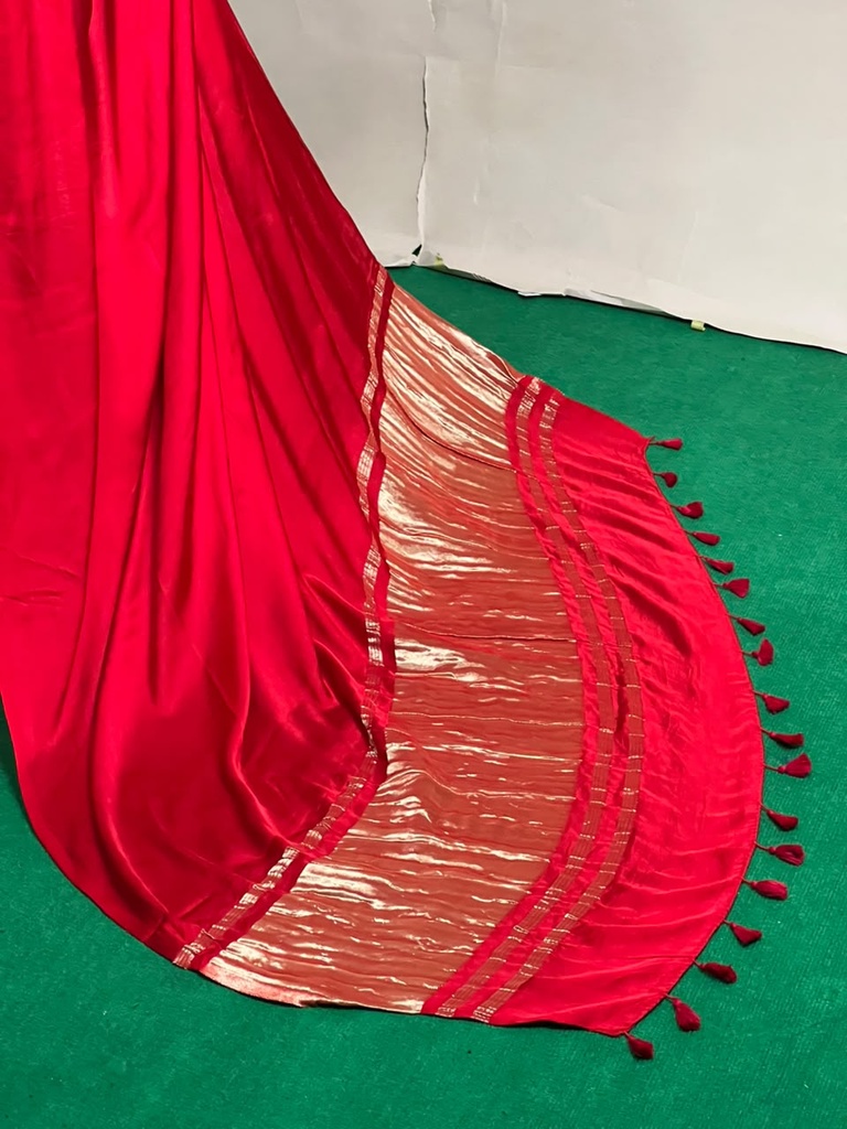 Premium Plain Modal Sarees 5020 RED