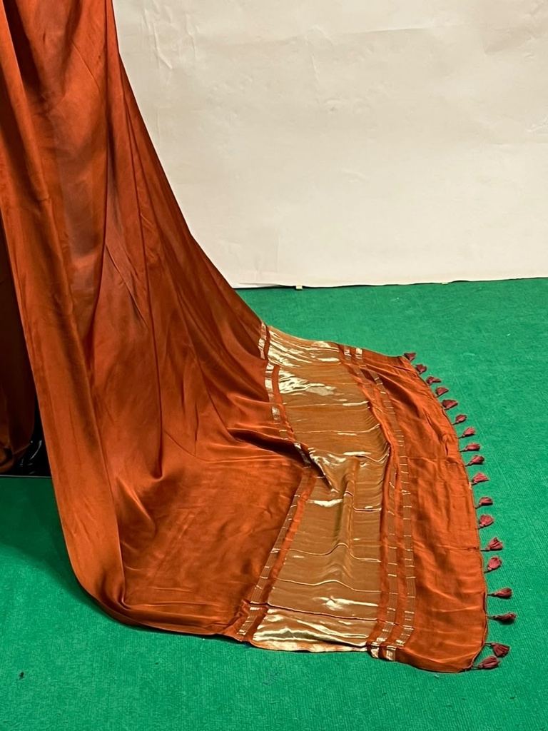 Premium Plain Modal Sarees 5020 RUST ORANGE