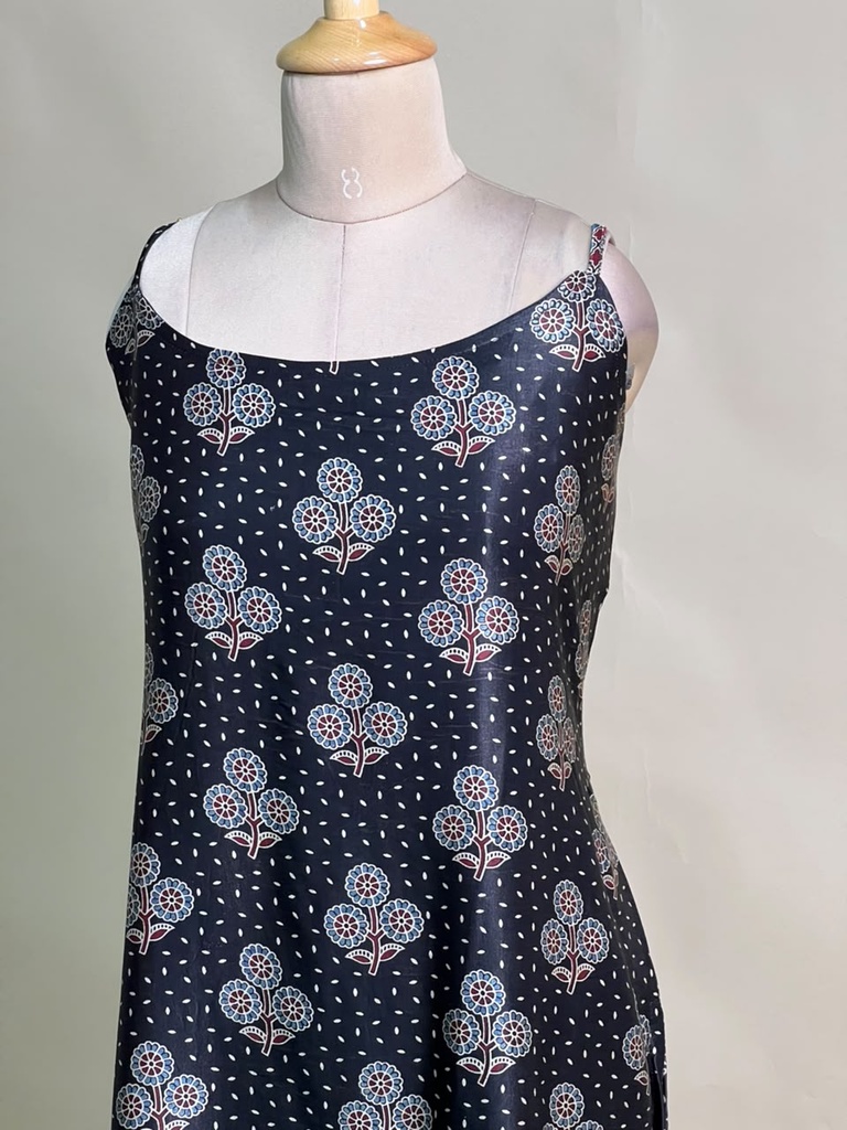 Ajrakh Mashru Silk Kurtis 5016 BLACK 1