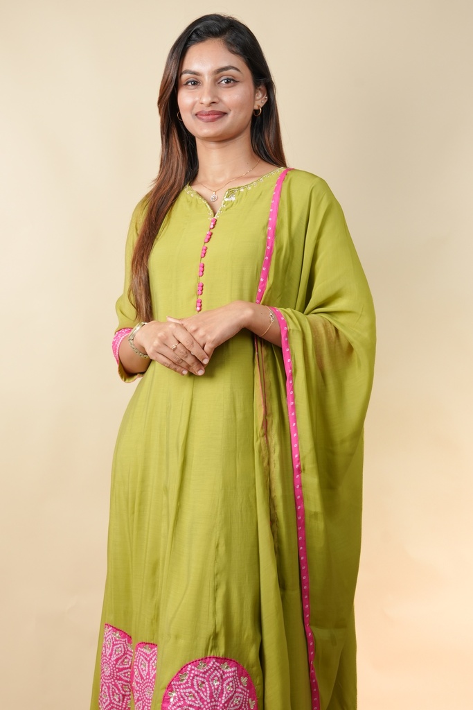Mul Chanderi Kurti Sets 4250 GREEN