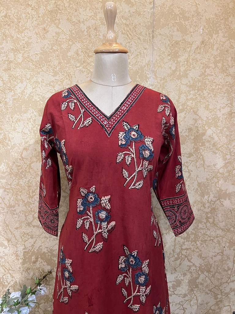 Ajrakh Cotton Aline Kurtis 5043