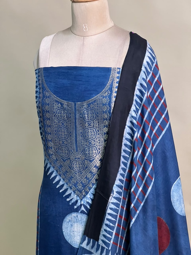 Ajrakh Dola Silk Suit Sets 5048 BLUE 3