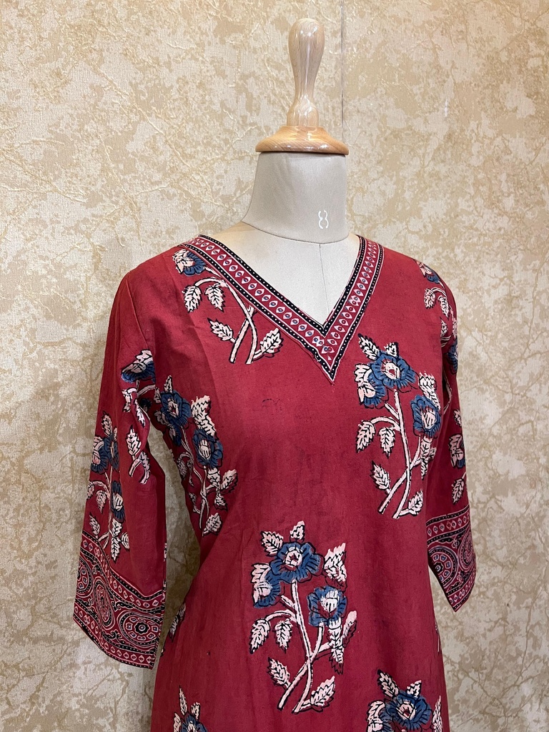 Ajrakh Cotton Aline Kurtis 5043