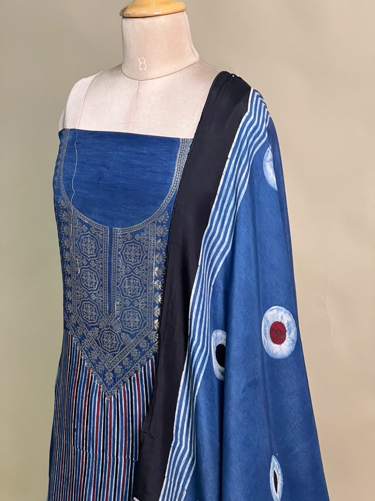 Ajrakh Dola Silk Suit Sets 5048 BLUE 5
