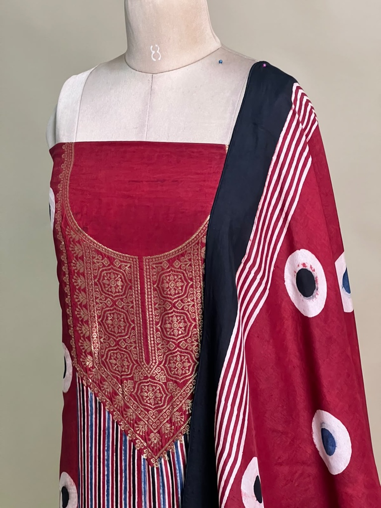 Ajrakh Dola Silk Suit Sets 5048 RED 3