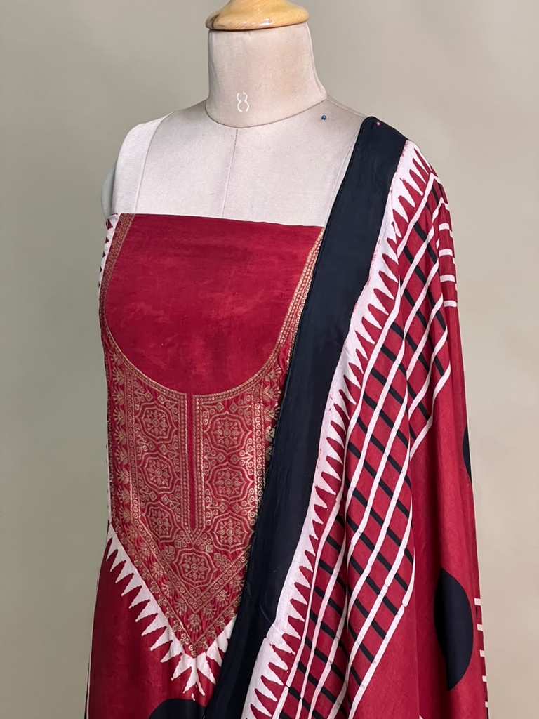 Ajrakh Dola Silk Suit Sets 5048 RED 5