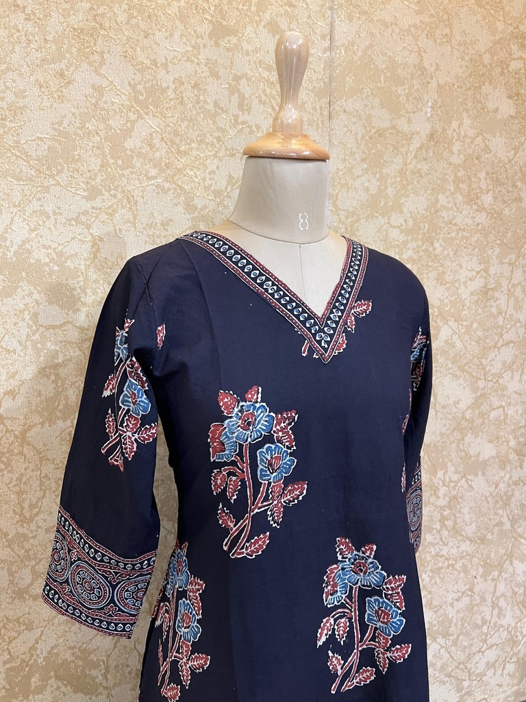 Ajrakh Aline Cotton Kurti 5043