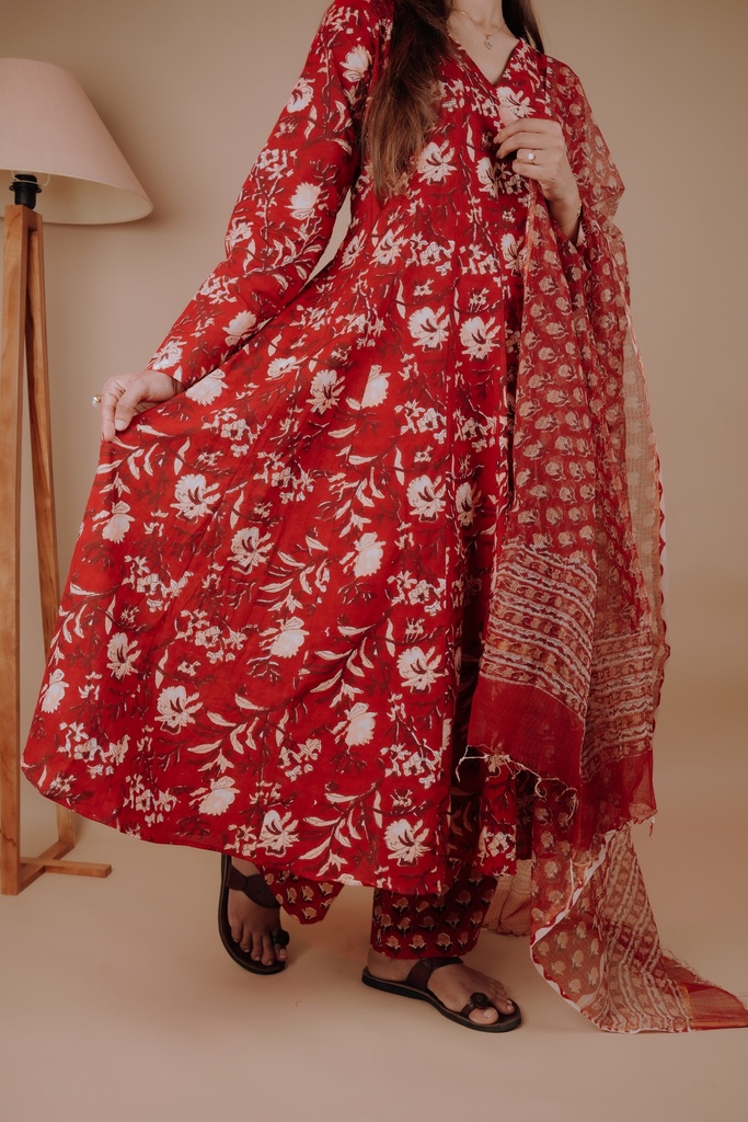 Soft Jaipur Cotton Anarkali Sets 5060 RED