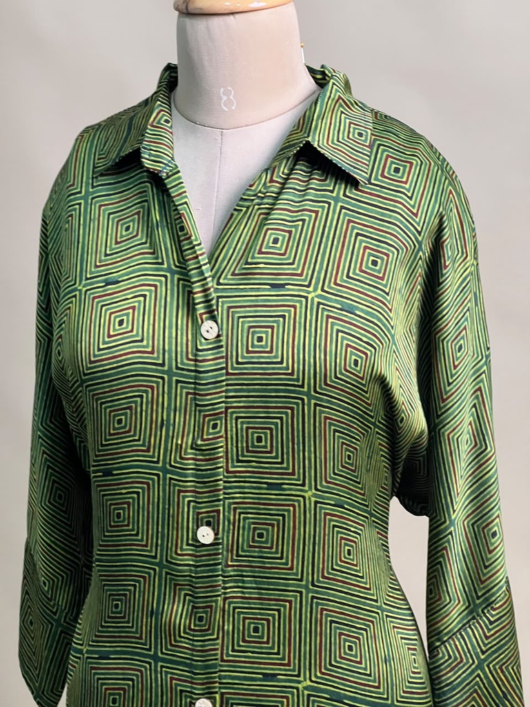Ajrakh Modal Kaftan Style Dress 4803 GREEN