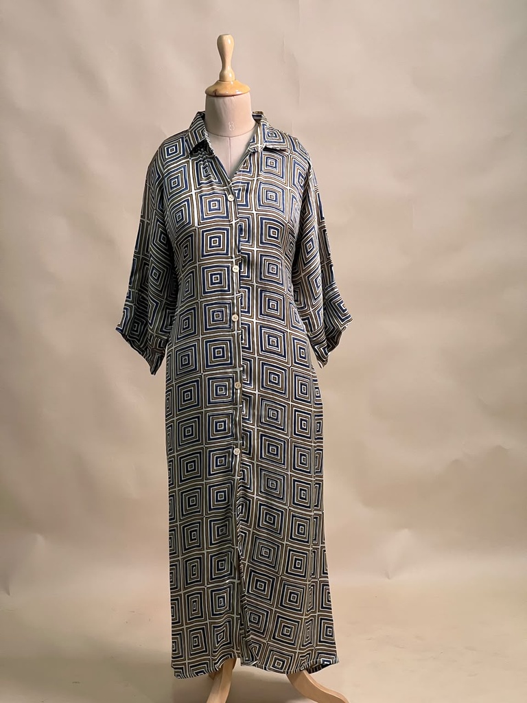 Ajrakh Modal Kaftan Style Dress 4803 IVORY