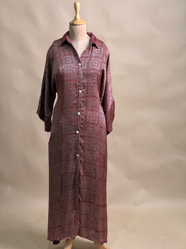 Ajrakh Modal Kaftan Style Dress 4803 RED