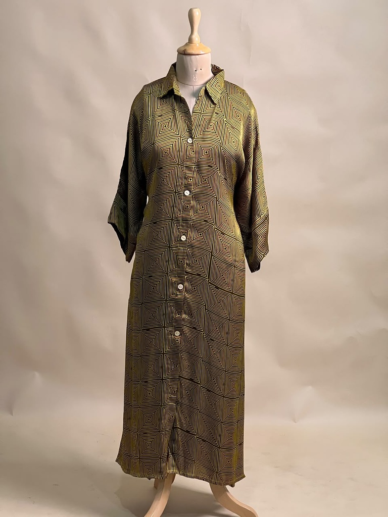 Ajrakh Modal Kaftan Style Dress 4803 YELLOW