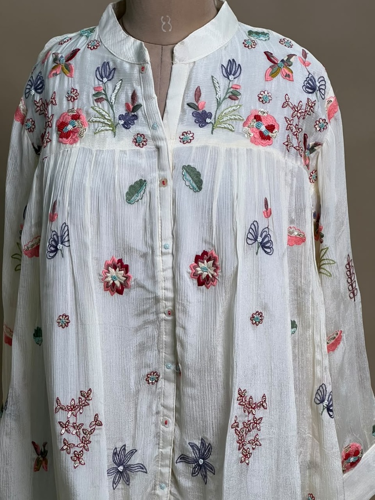 Embroidered Chinon Coord Sets 5049 IVORY