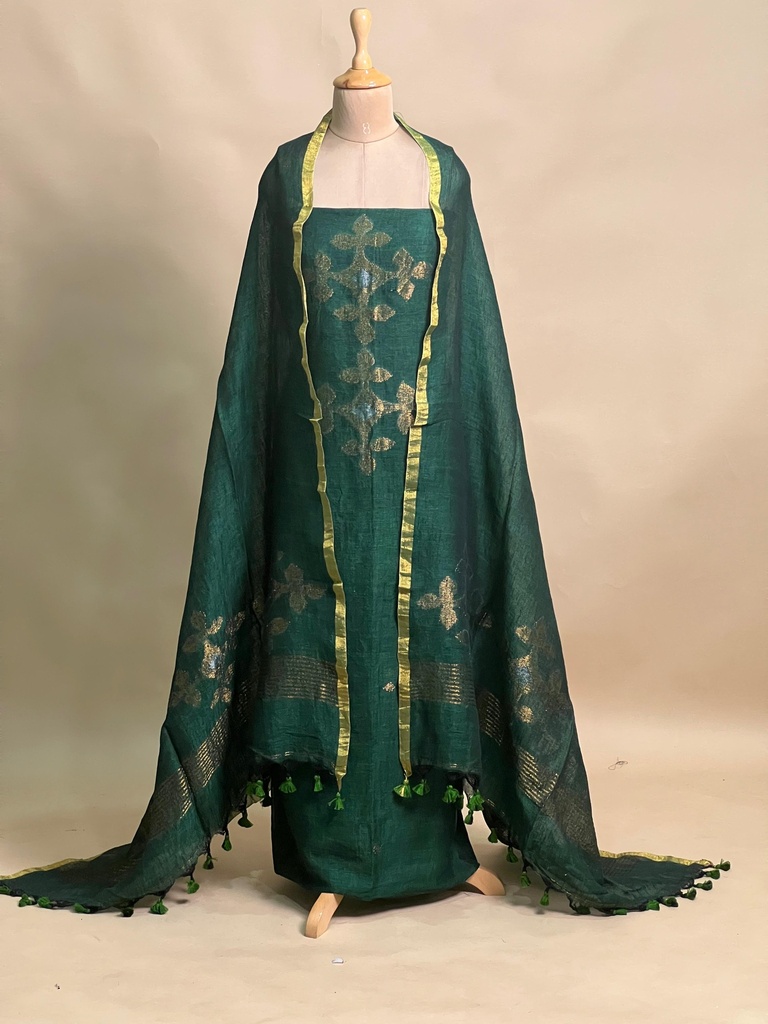 Jamdani Linen Suits 4562 GREEN