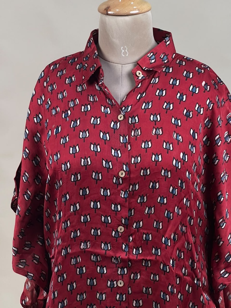 Ajrakh Modal Shirt Kaftans 5015 MAROON 1