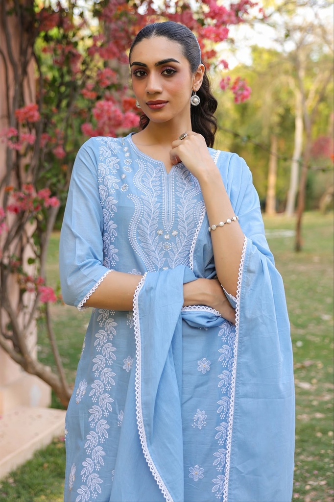 Embroidered Cotton Kurti sets 8010