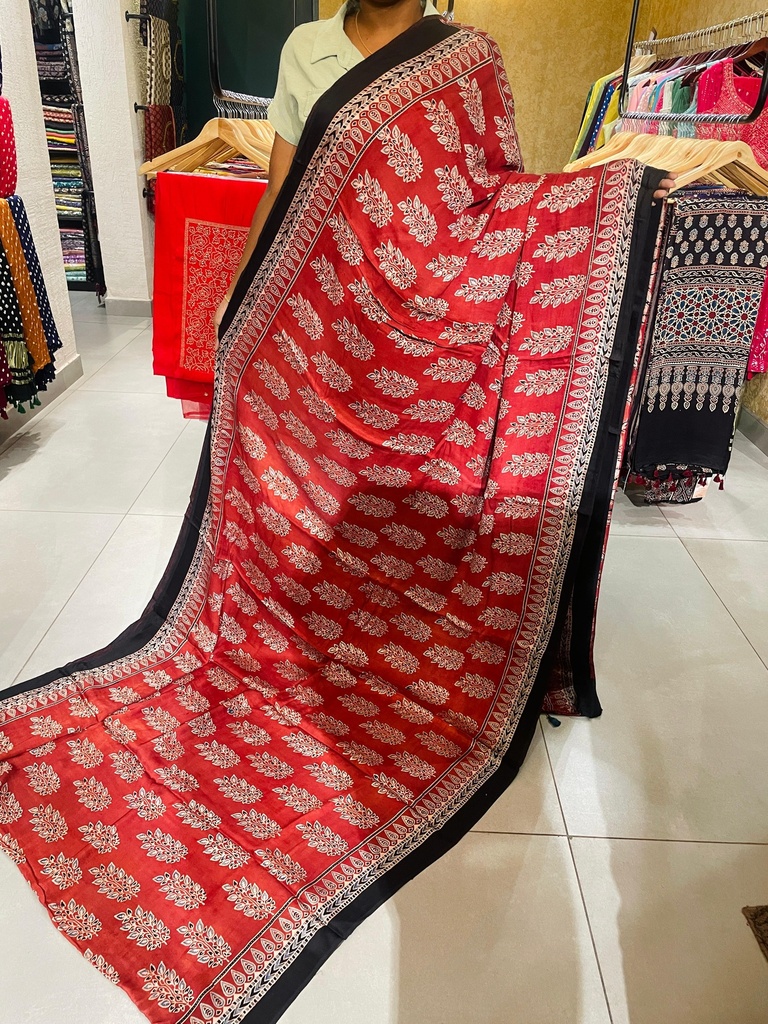 Premium Ajrakh Modal Silk Saree 4243