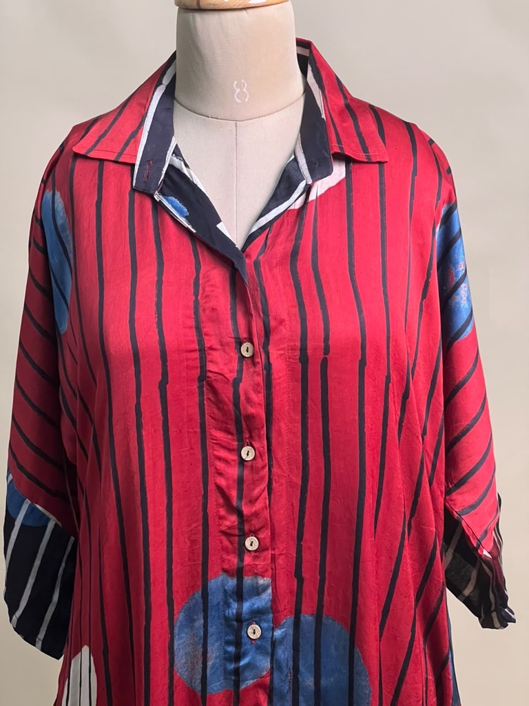 Ajrakh Modal Shirt Style Kurti 4803 RED 1