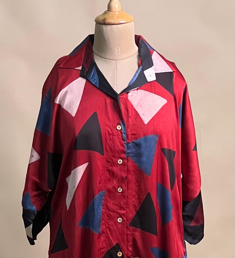 Ajrakh Modal Shirt Style Kurti 4803 RED 4