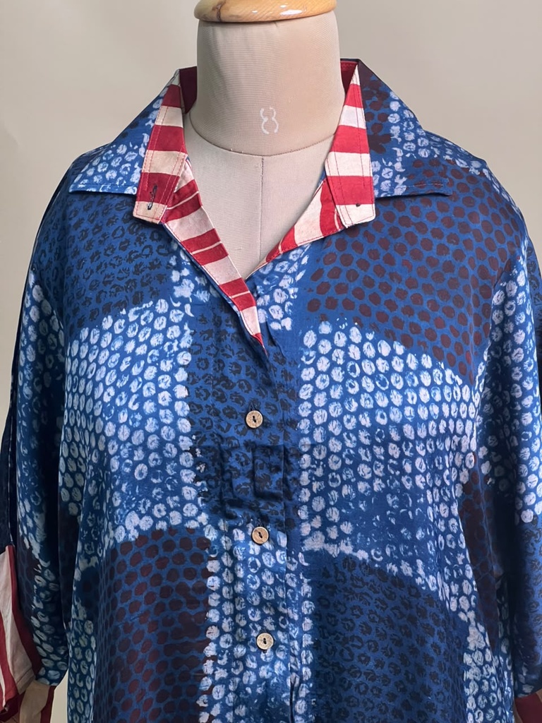 Ajrakh Modal Shirt Style Kurti 4803 BLUE 1