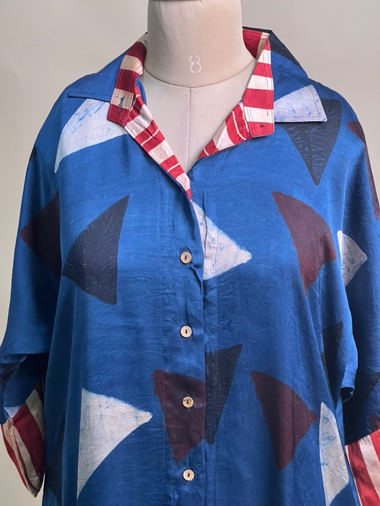 Ajrakh Modal Shirt Style Kurti 4803 BLUE 4