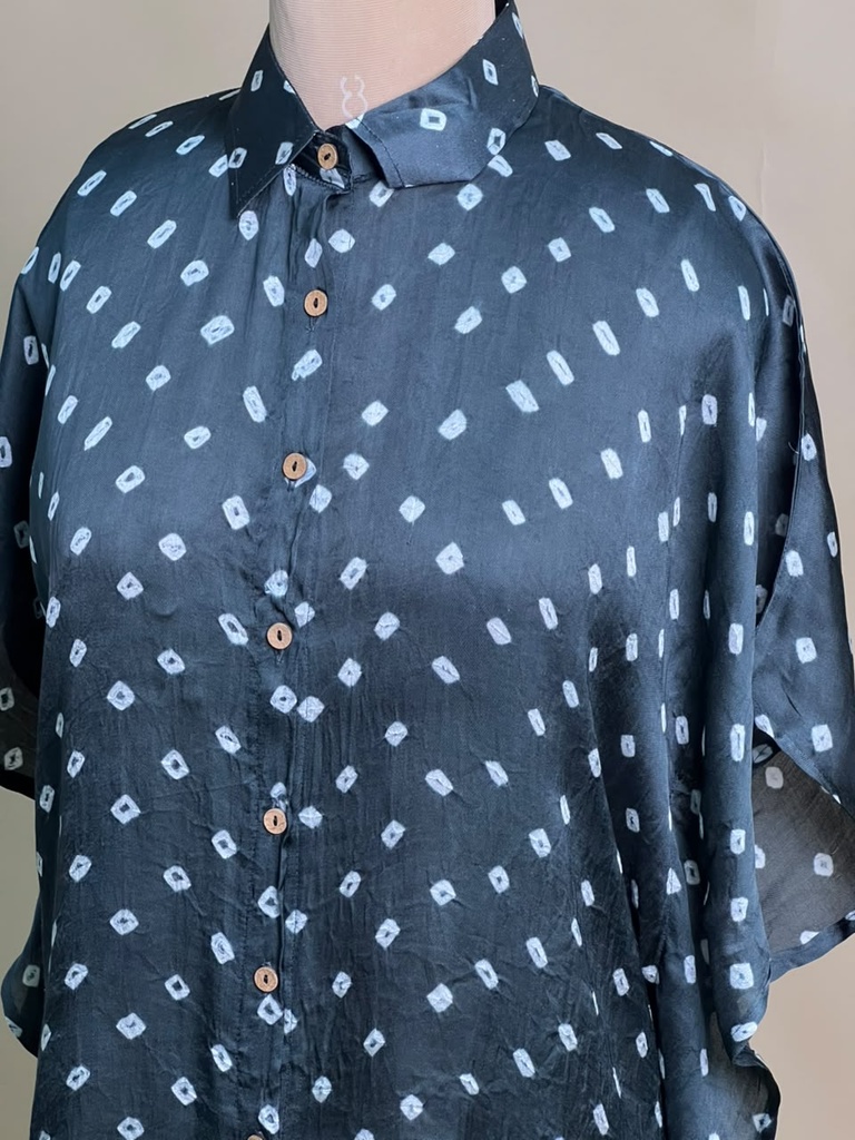 Modal Bandhani Shirt Kaftans 5015 BLACK