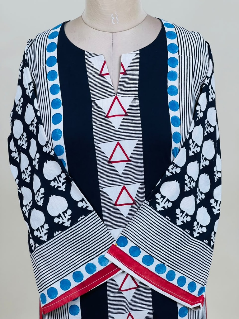 Ajrakh Cotton Kurti 5028 IVORY 2