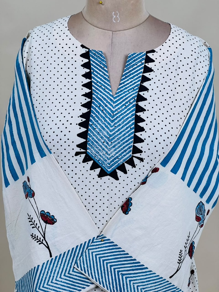 Ajrakh Cotton Kurti 5028 IVORY 3