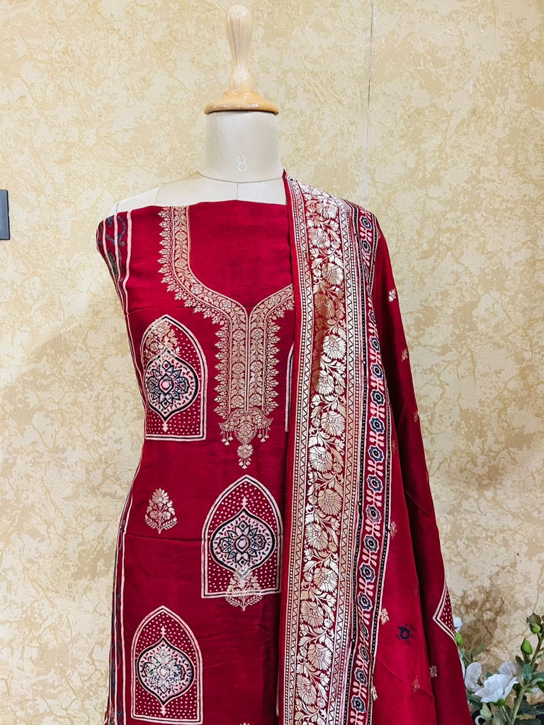 Ajrakh Dola Silk Sarees 5048