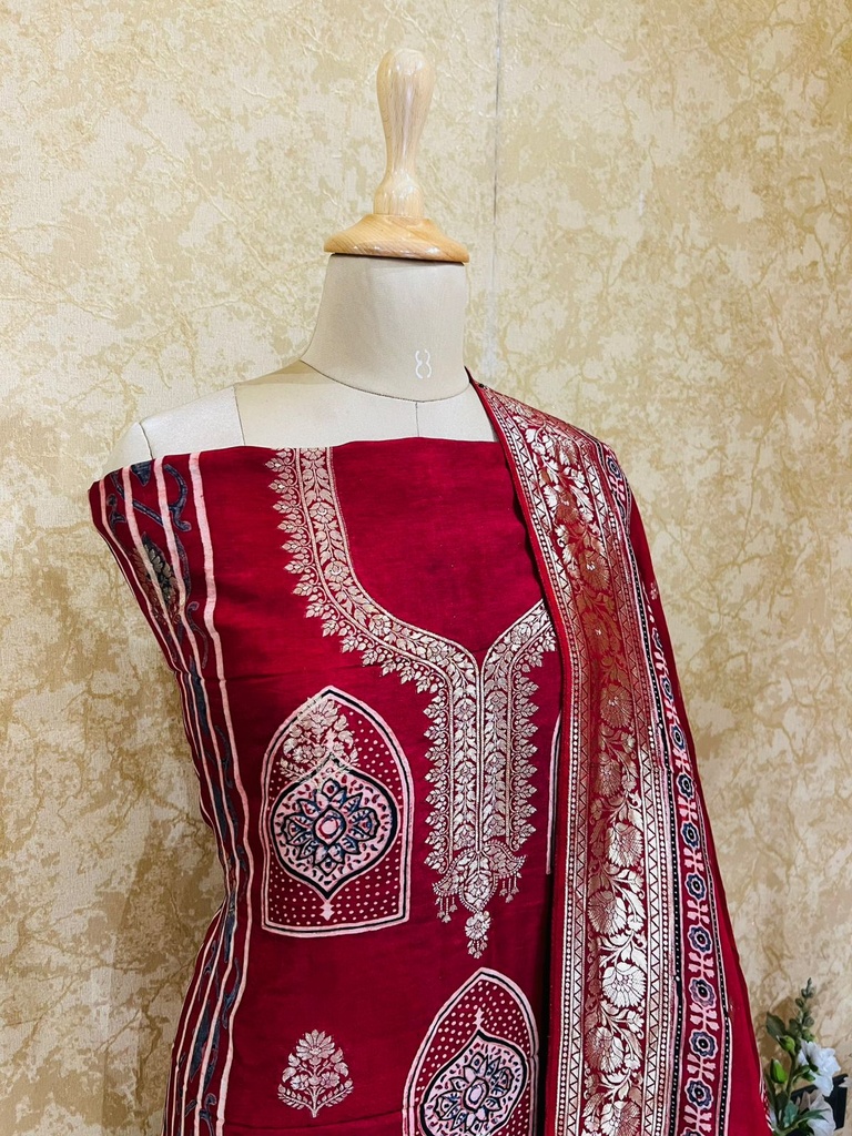 Ajrakh Dola Silk Sarees 5048