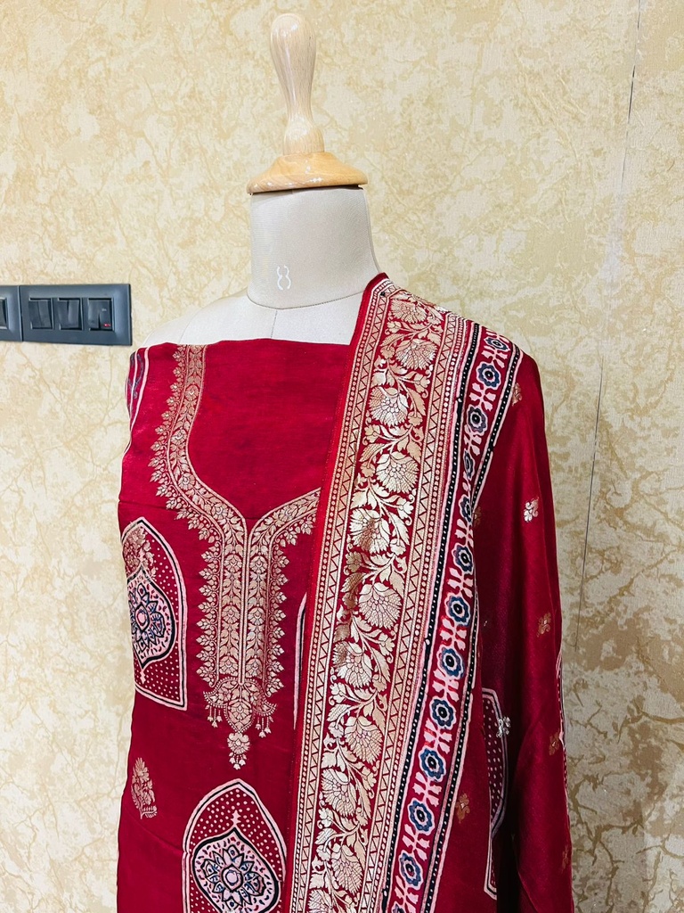 Ajrakh Dola Silk Sarees 5048
