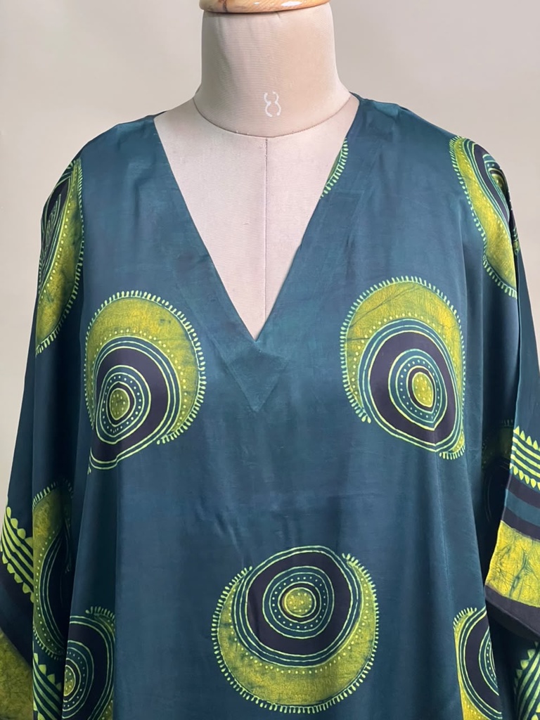 Ajrakh Modal Silk Kaftans 4801 GREEN 2 FREE SIZE