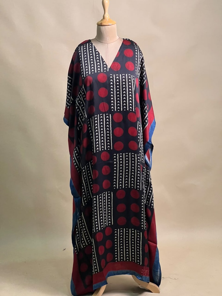 Ajrakh Modal Silk Kaftans 4801 BLACK 6 FREE SIZE