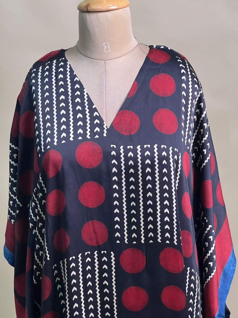 Ajrakh Modal Silk Kaftans 4801 BLACK 6 FREE SIZE