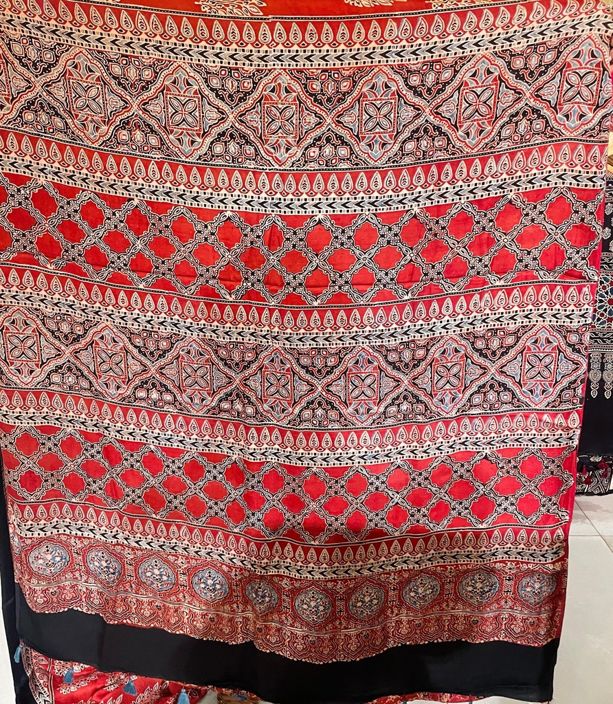 Premium Ajrakh Modal Silk Saree 4243
