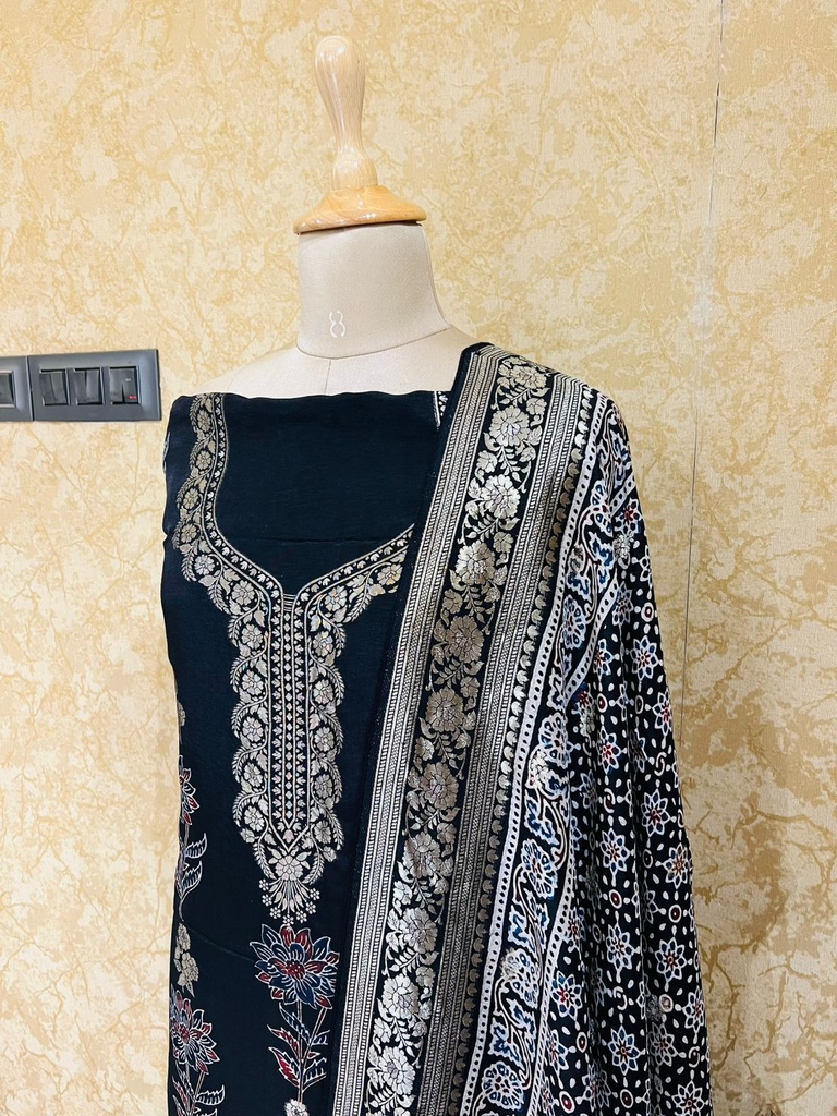 Ajrakh Dola Silk Sarees 5048
