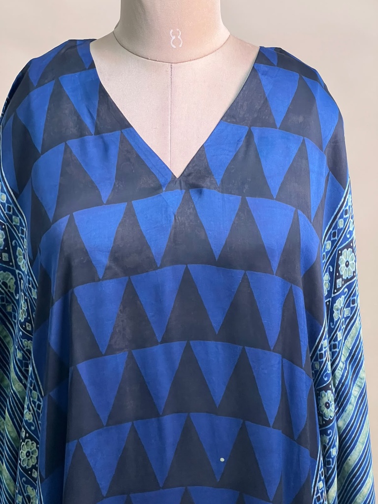 Ajrakh Modal Silk Kaftans 4801 BLUE 7 FREE SIZE