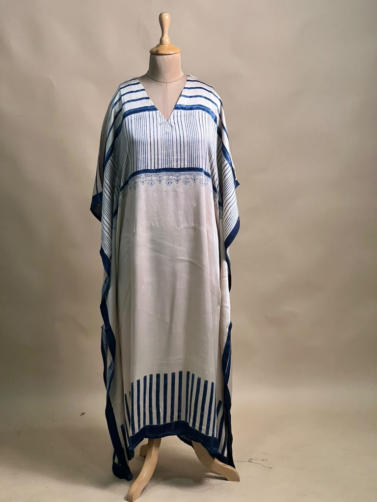 Ajrakh Modal Silk Kaftans 4801 IVORY 5 FREE SIZE