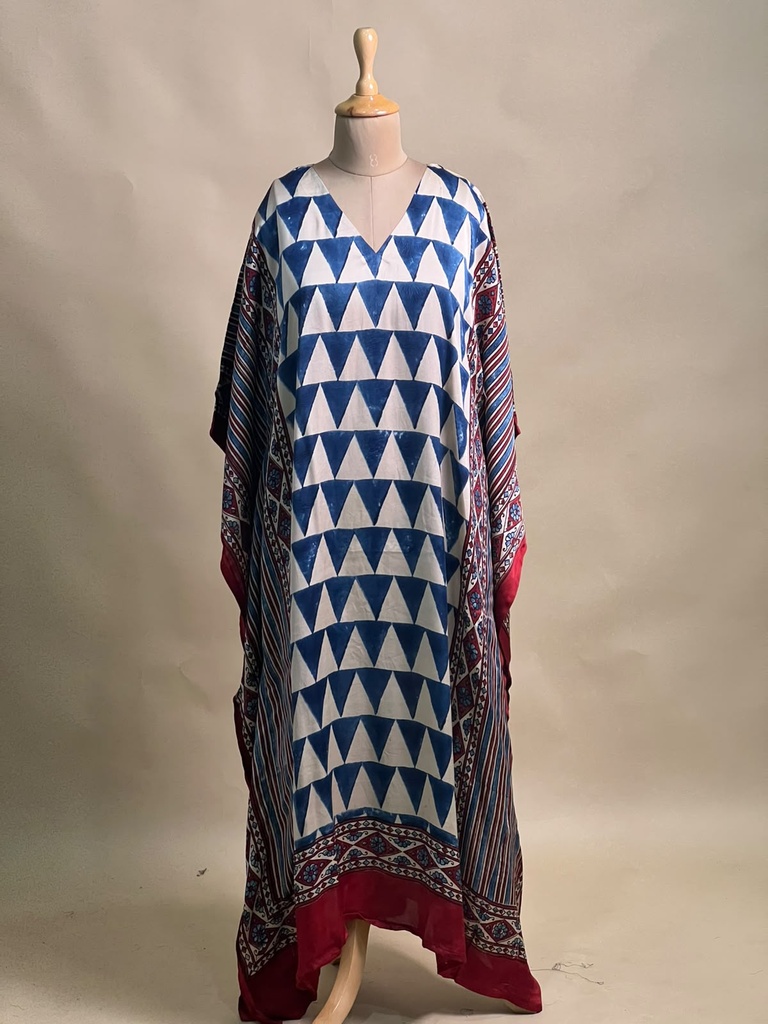 Ajrakh Modal Silk Kaftans 4801 BLUE 2 FREE SIZE