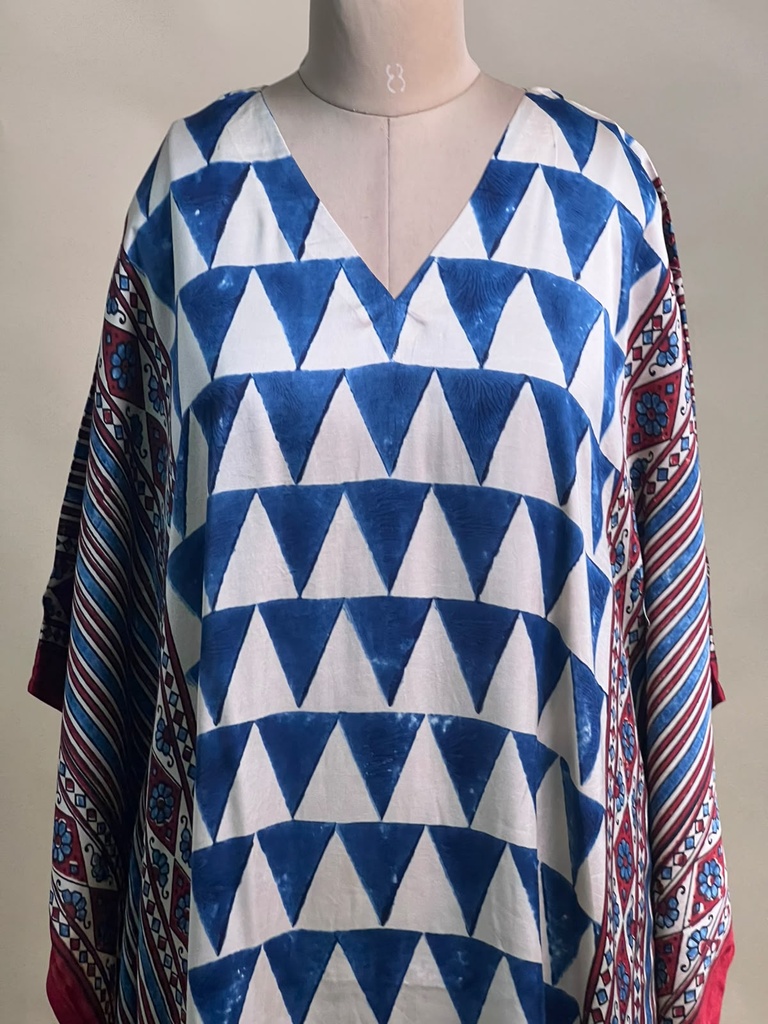 Ajrakh Modal Silk Kaftans 4801 BLUE 2 FREE SIZE